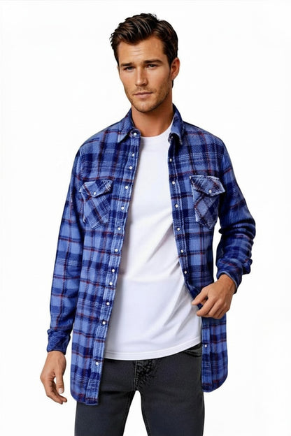 CHEMISE TISSÉE À CARREAUX BLUE
