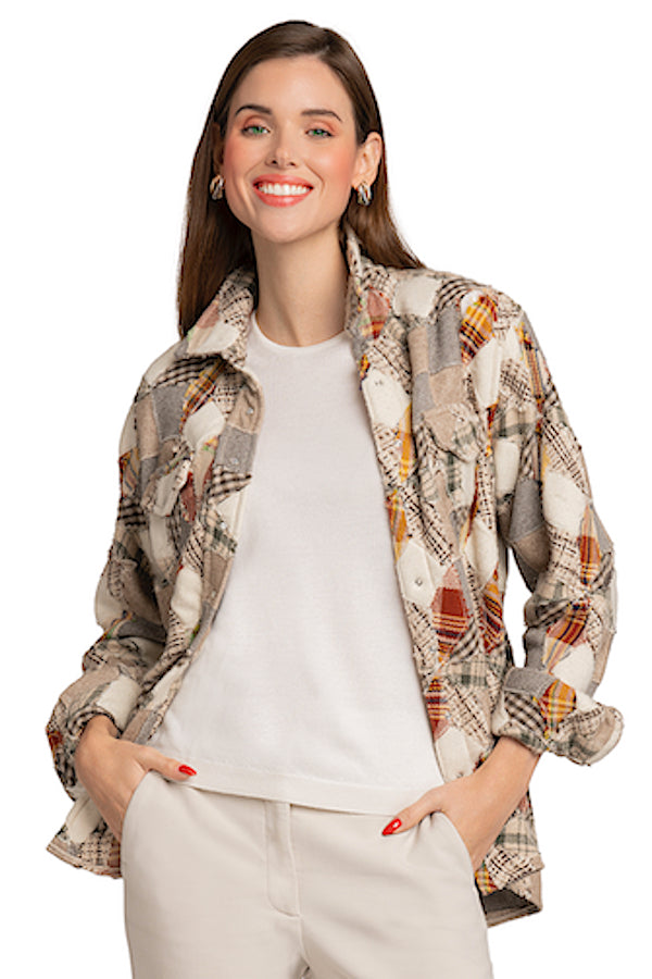 CHEMISE TISSÉE MAIN PATCHWORK BEIGE VAR1 BEIGE
