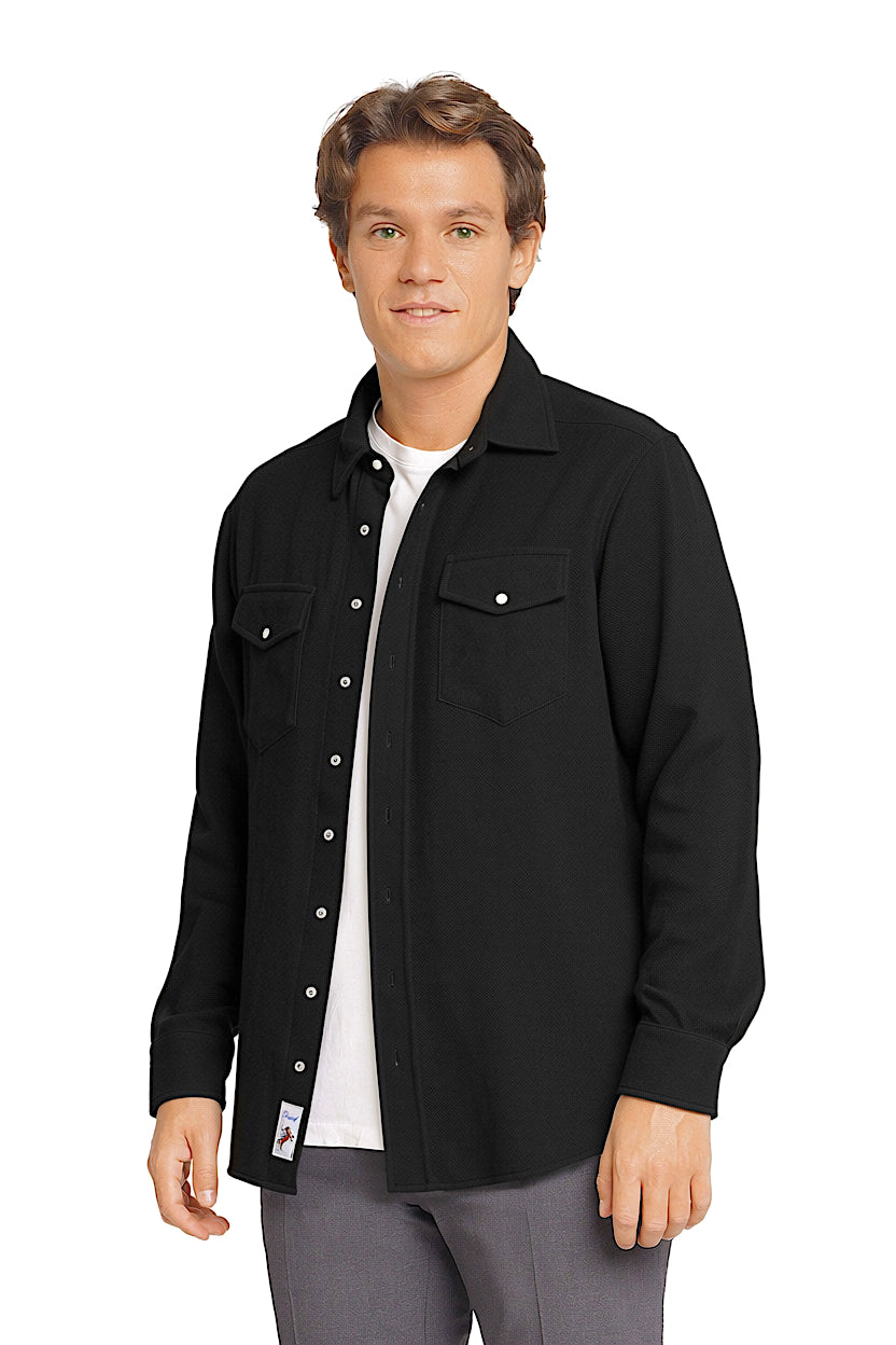 CHEMISE TISSÉE UNIE HOMME BLACK 8010 BLACK
