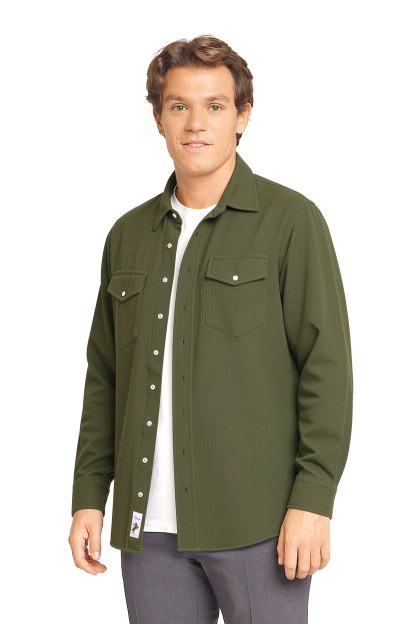 CHEMISE TISSÉE UNIE HOMME KHAKI M300 KHAKI