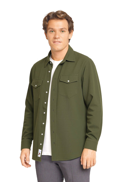 CHEMISE TISSÉE UNIE HOMME KHAKI M300 KHAKI