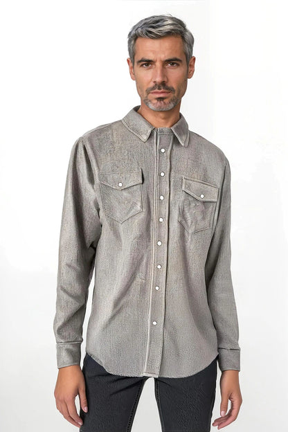 CHEMISE TISSÉE UNIE HOMME MED GREY