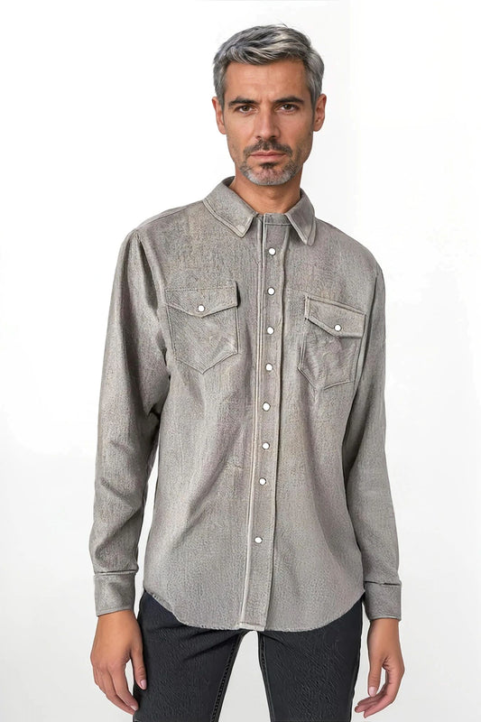 CHEMISE TISSÉE UNIE HOMME MED GREY