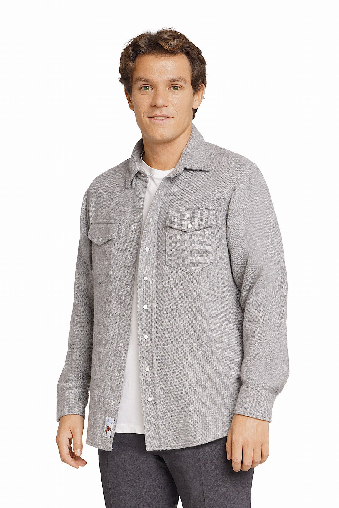 CHEMISE TISSÉE UNIE HOMME MED GREY 21028 MED GREY