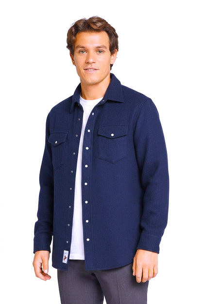 CHEMISE TISSÉE UNIE HOMME NIGHT BLUE 21536 NIGHT BLUE