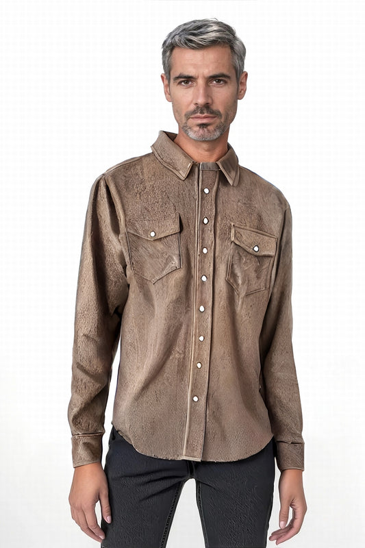 CHEMISE TISSÉE UNIE HOMME TAUPE 20477 TAUPE