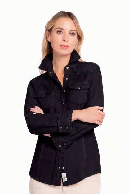 CHEMISE TISSÉE UNIE SURTEINTE BLACK 8010 BLACK