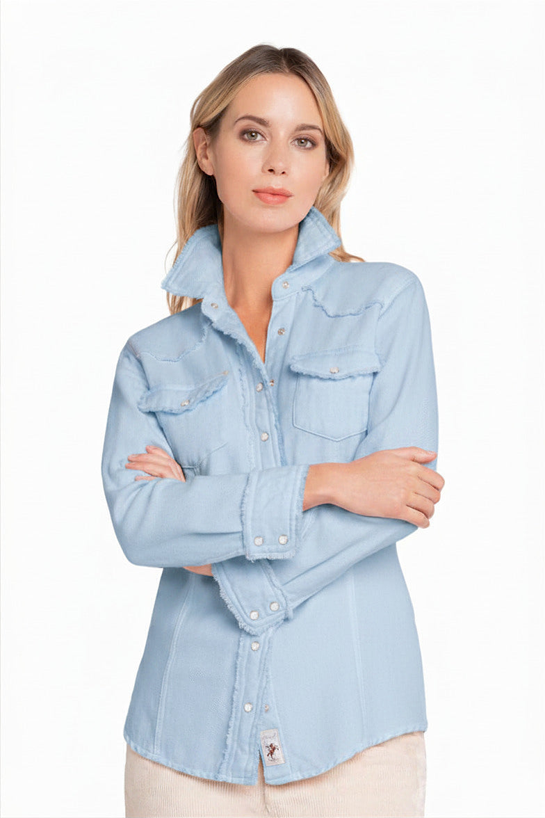 CHEMISE TISSÉE UNIE SURTEINTE LT BLUE 54696 LT BLUE