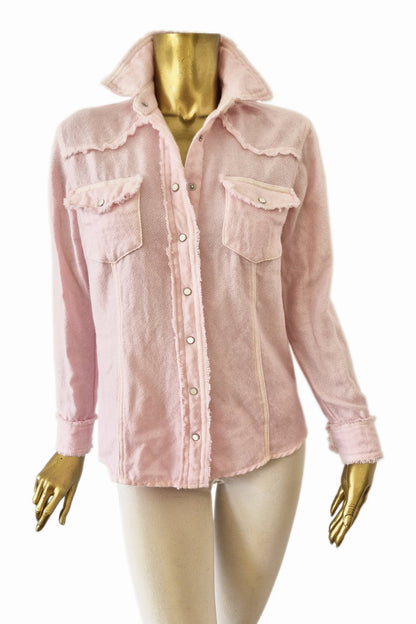 CHEMISE TISSÉE UNIE SURTEINTE PINK