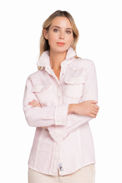 CHEMISE TISSÉE UNIE SURTEINTE PINK 56353 PINK