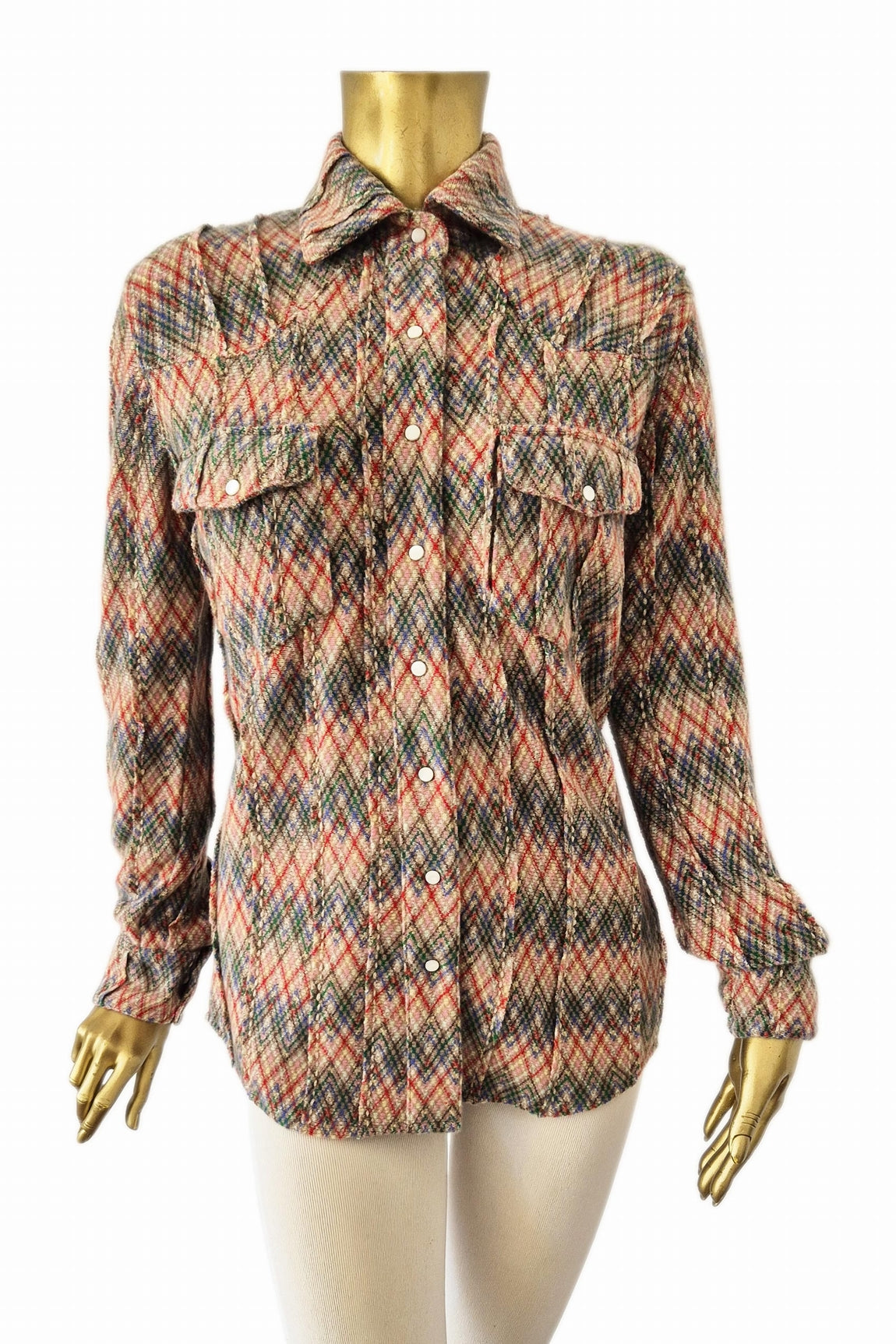 CHEMISE ZIGZAGS À SURPIQÛRES MULTIC