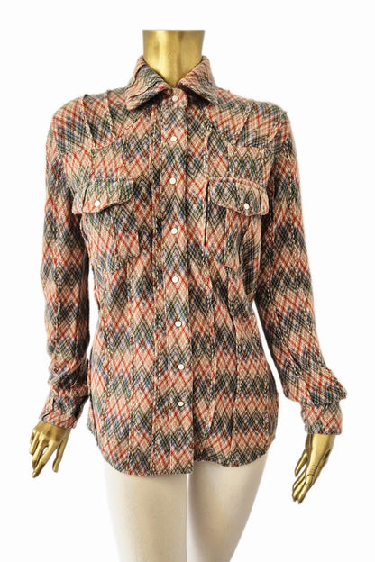 CHEMISE ZIGZAGS À SURPIQÛRES MULTIC