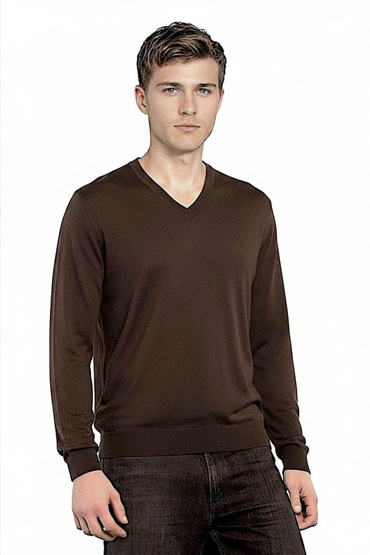 COL V FIN UNI CACHEMIRE-SOIE BROWN 1638 BROWN