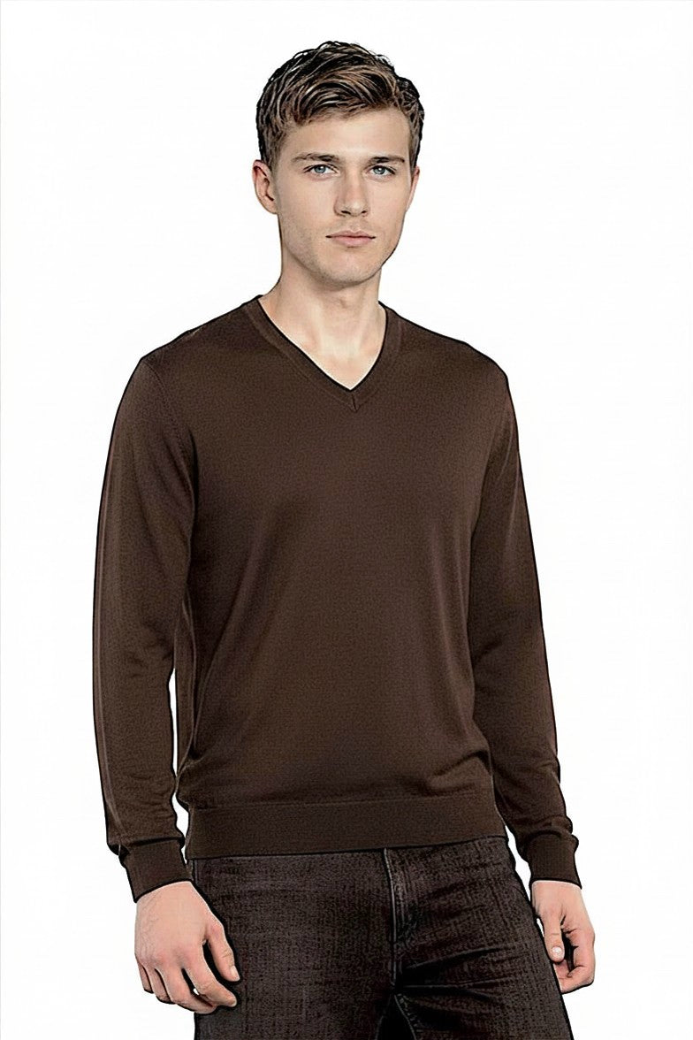 COL V FIN UNI CACHEMIRE-SOIE BROWN 1638 BROWN