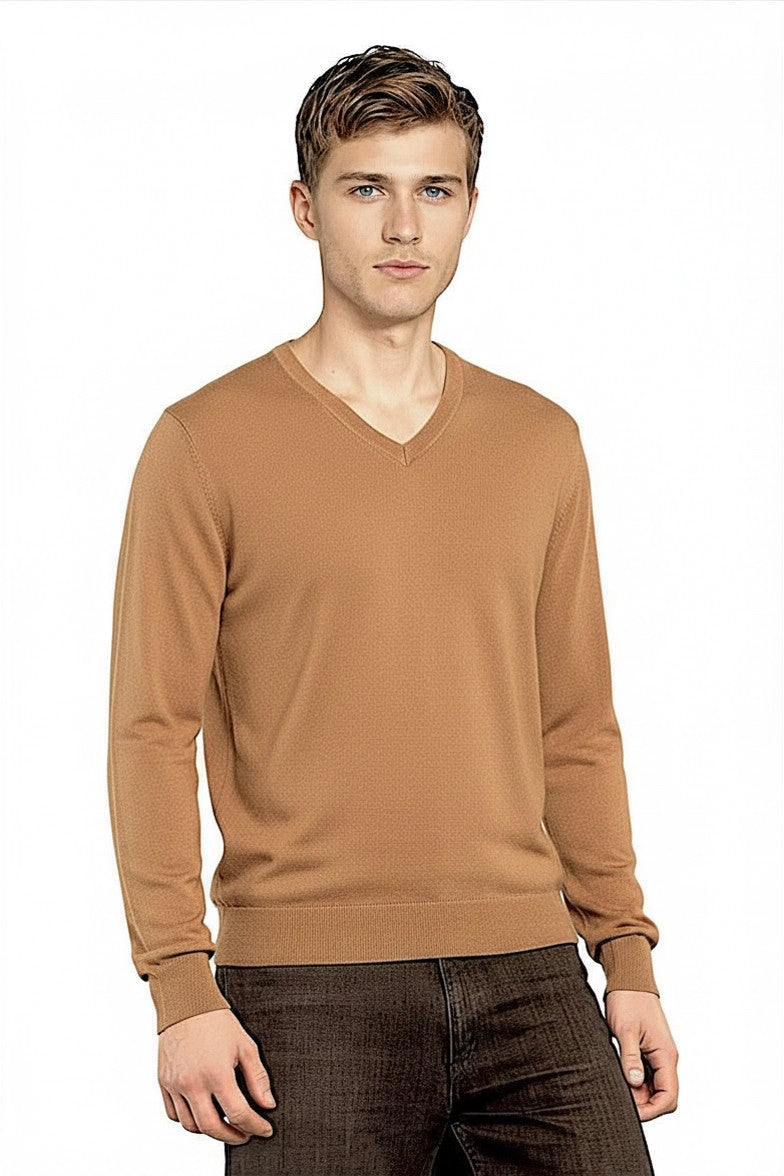 COL V FIN UNI CACHEMIRE-SOIE CAMEL 1632 CAMEL