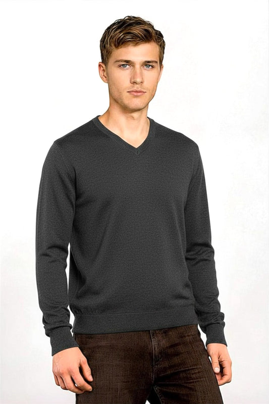 COL V FIN UNI CACHEMIRE-SOIE CHARCOAL 2142 CHARCOAL