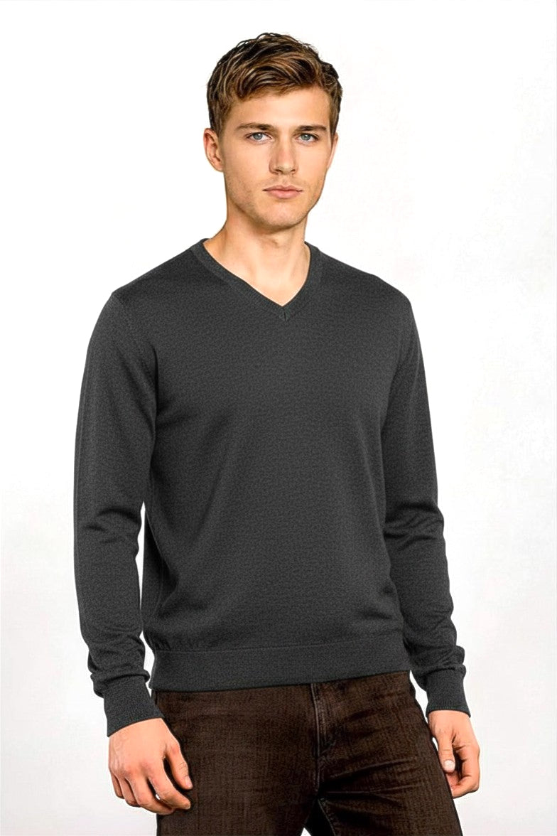 COL V FIN UNI CACHEMIRE-SOIE CHARCOAL 2142 CHARCOAL
