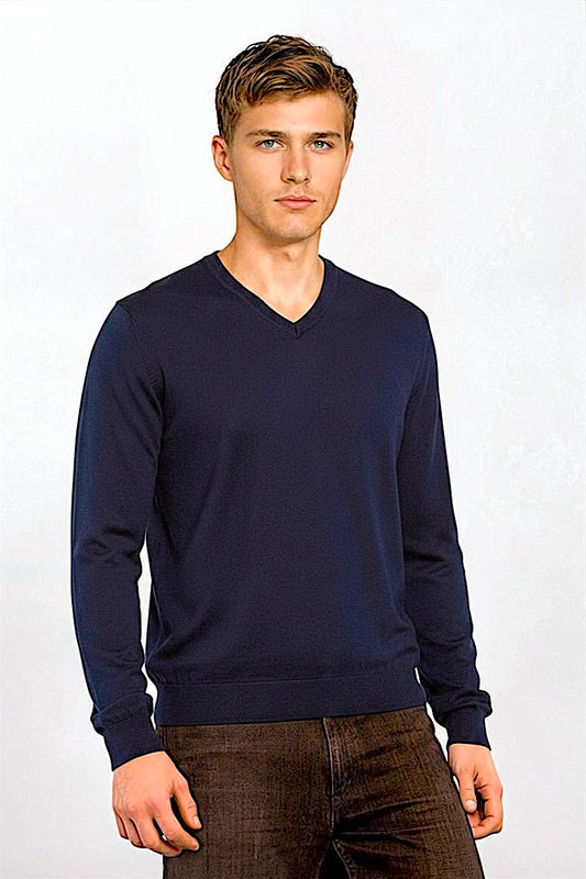 COL V FIN UNI CACHEMIRE-SOIE NAVY 51894 NAVY