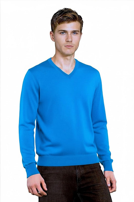 COL V FIN UNI CACHEMIRE-SOIE TURQUOISE BLUE 22511 TURQUOISE BLUE