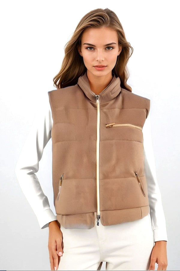 DOUDOUNE SANS MANCHE CACHEMIRE CAMEL 20902 CAMEL