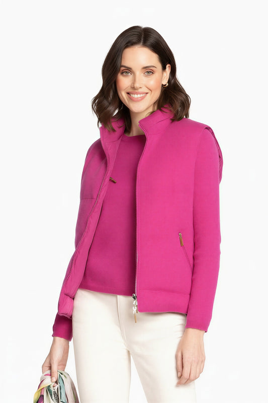 DOUDOUNE SANS MANCHE CACHEMIRE FUCHSIA