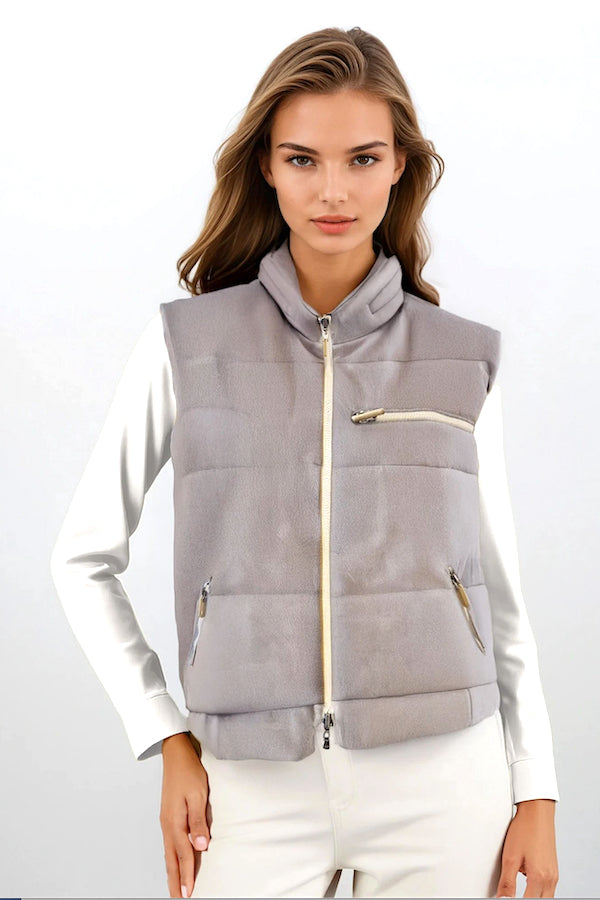 DOUDOUNE SANS MANCHE CACHEMIRE MED GREY