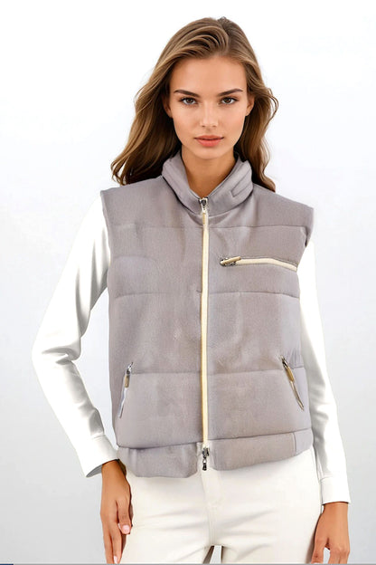 DOUDOUNE SANS MANCHE CACHEMIRE MED GREY