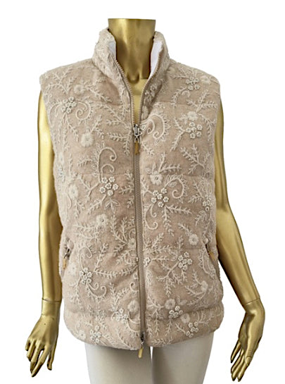 DOUDOUNE SANS MANCHES BRODÉE LT BEIGE 53 LT BEIGE