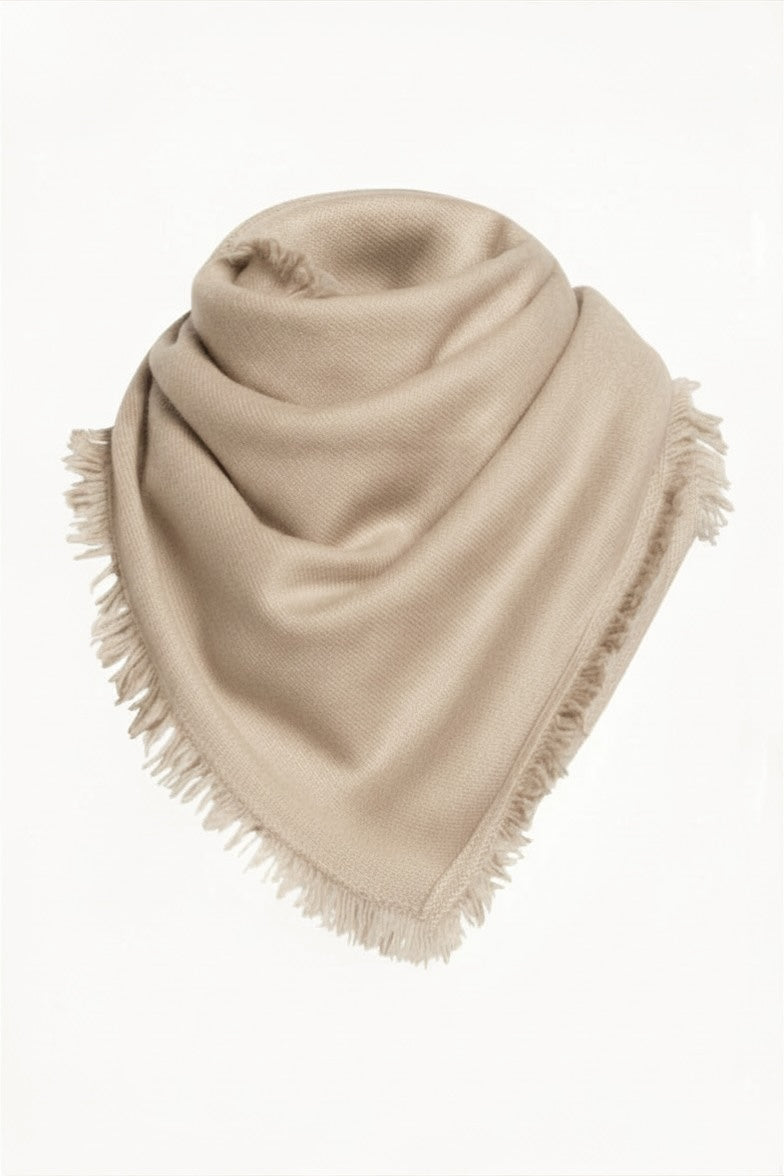 ÉCHARPE CACHEM. FINES FRANGES BEIGE LT BEIGE