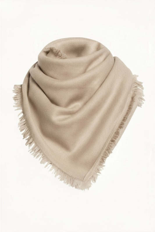 ÉCHARPE CACHEM. FINES FRANGES BEIGE LT BEIGE