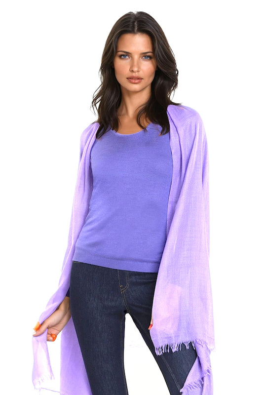 ETOLE CACHEMIRE-SOIE UNIE PURPLE