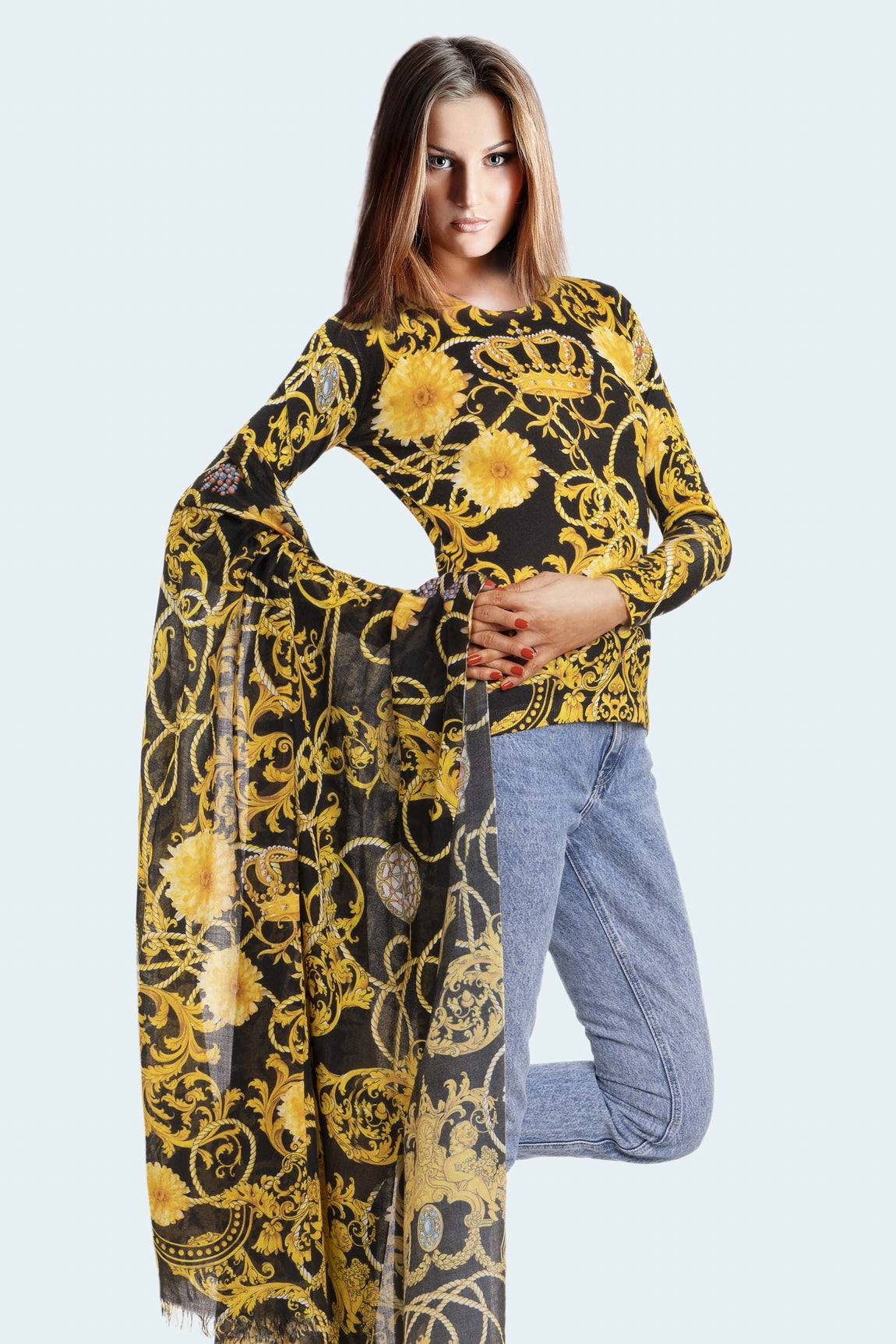ETOLE IMPRIMÉE CACHEMIRE-SOIE VAR1