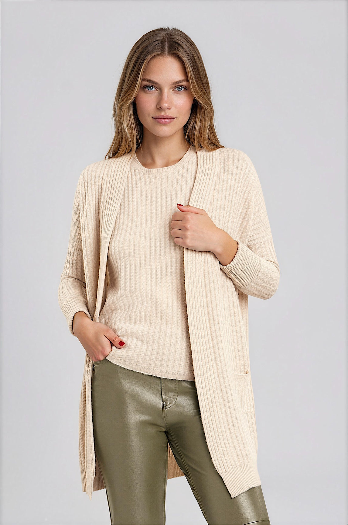 LONG CARD. CACHEMIRE COL CHÂLE RED 1FM9 RED