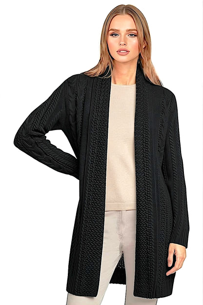 LONG CARDIGAN COL CHÂLE BLACK 8010 BLACK