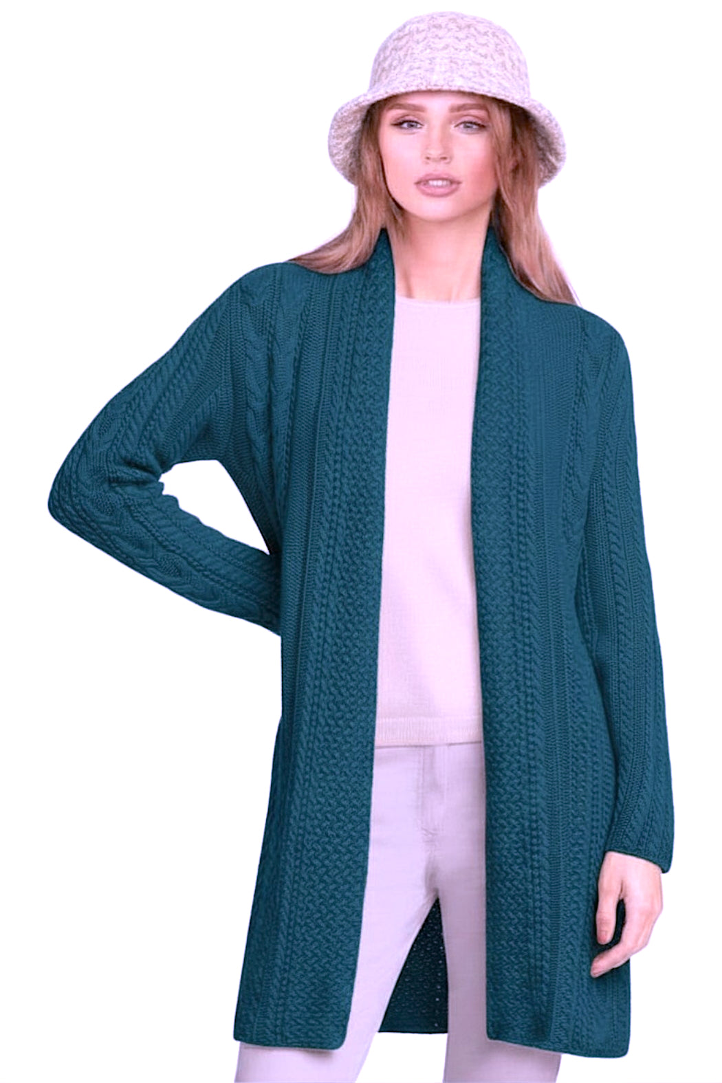 LONG CARDIGAN COL CHÂLE DK TURQ. 53880 DK TURQ.
