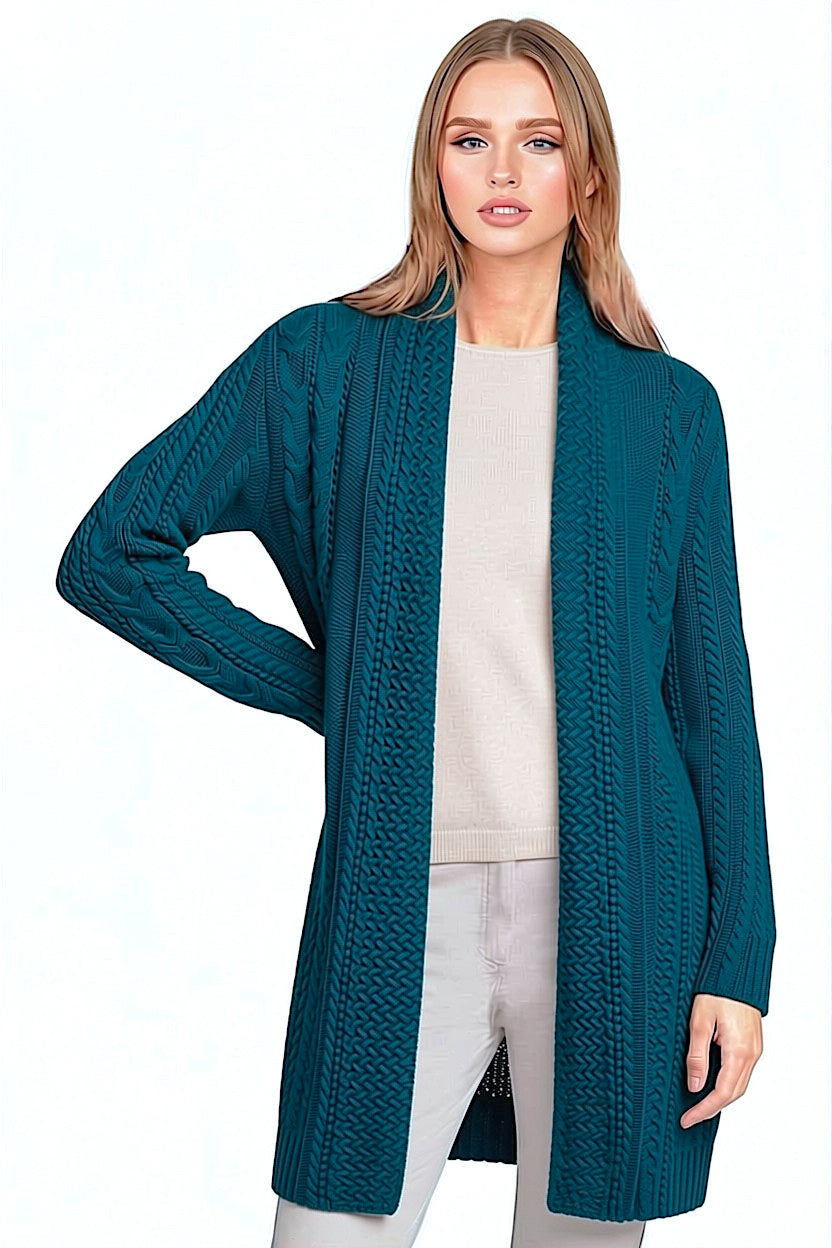 LONG CARDIGAN COL CHÂLE DK TURQ. 53880 DK TURQ.