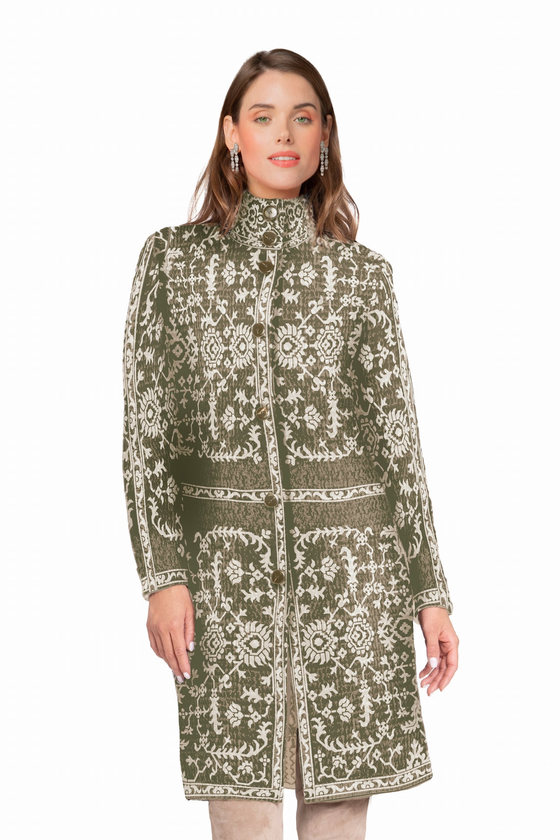 LONG CARDIGAN JACQUARD BICOL. CORD-WHITE 200008 CORD-WHITE