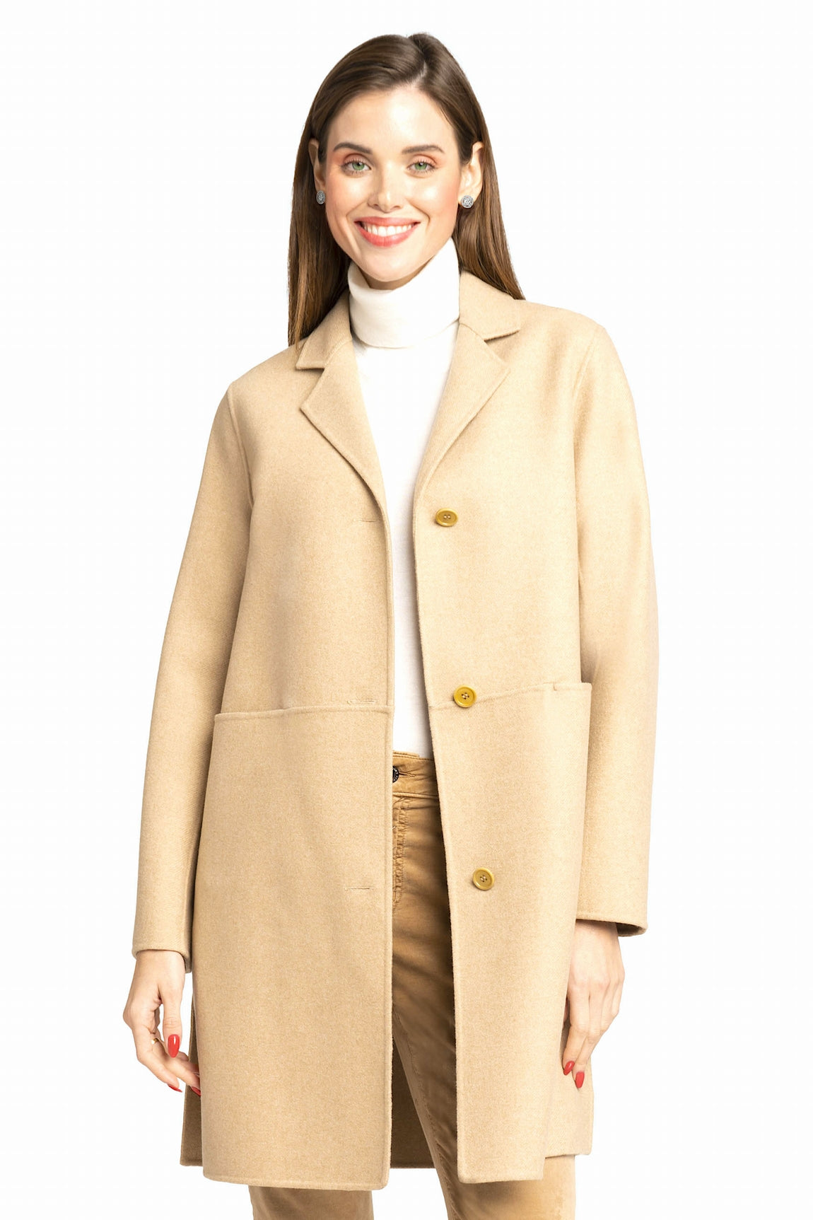 MANTEAU CACHEMIRE DOUBLE FACE BROWN