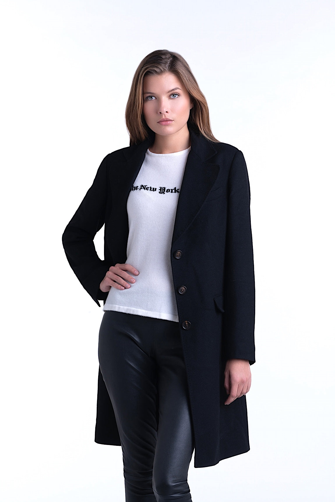 MANTEAU CACHEMIRE DOUBLE FACE NAVY