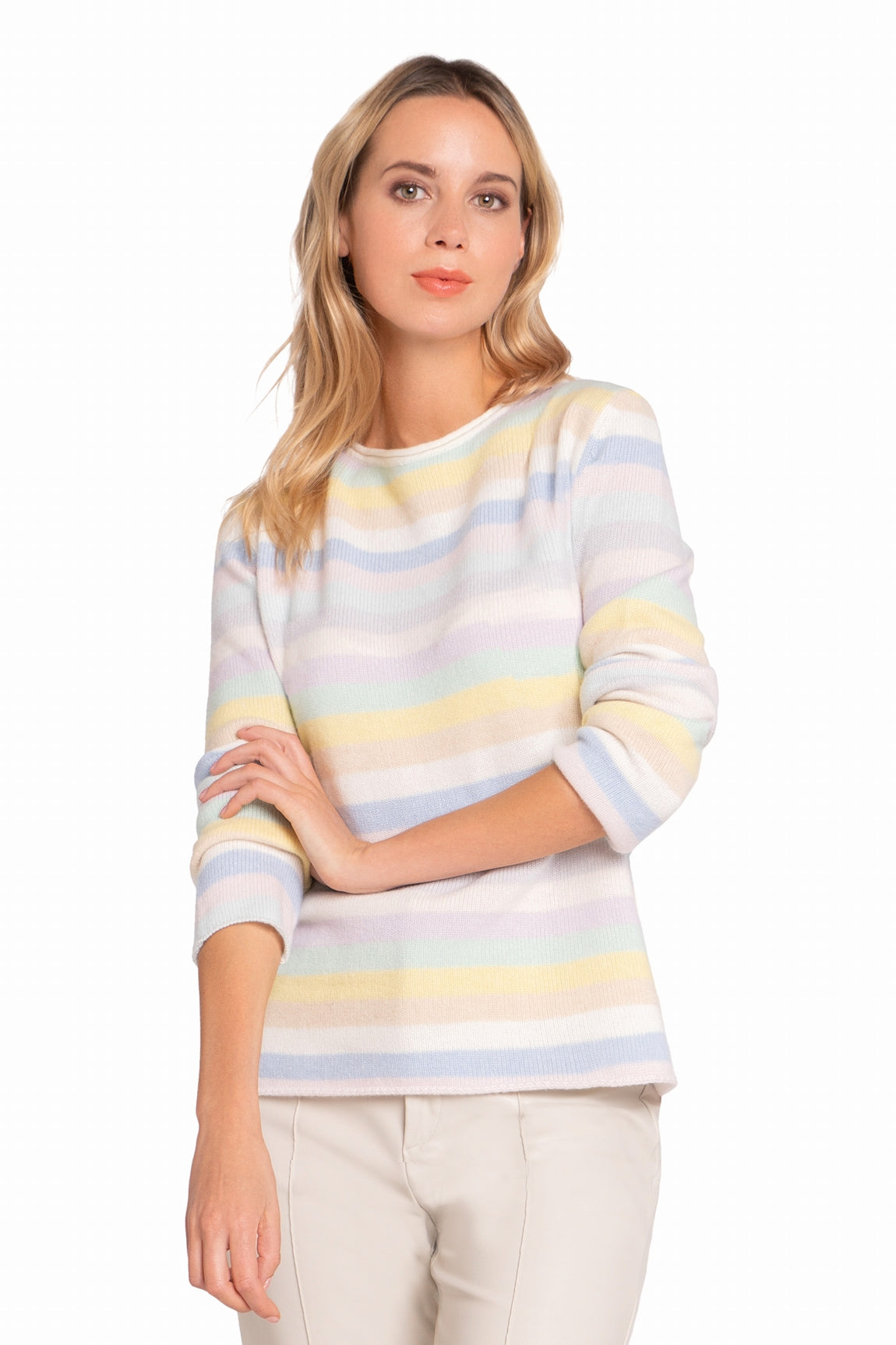 PULL CACHEMIRE À RAYURES WHITE WHITE