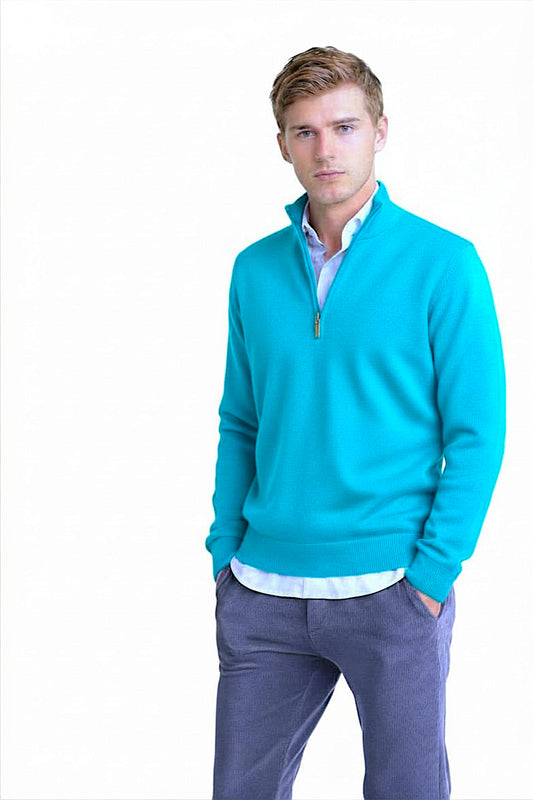 PULL CACHEMIRE COL CAMIONNEUR 37652-55840 TURQ. 37652-55840 TURQ.