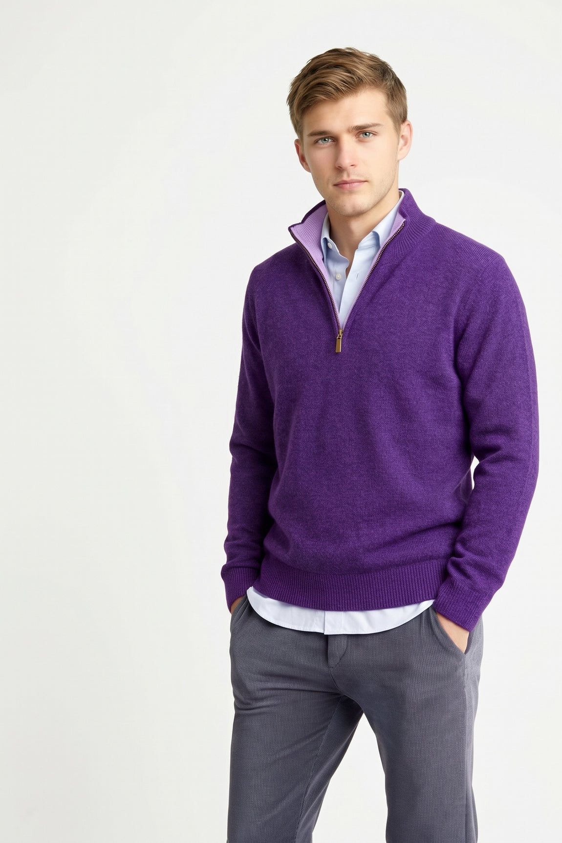 PULL CACHEMIRE COL CAMIONNEUR 56632-23275 PURPLE 56632-23275 PURPLE
