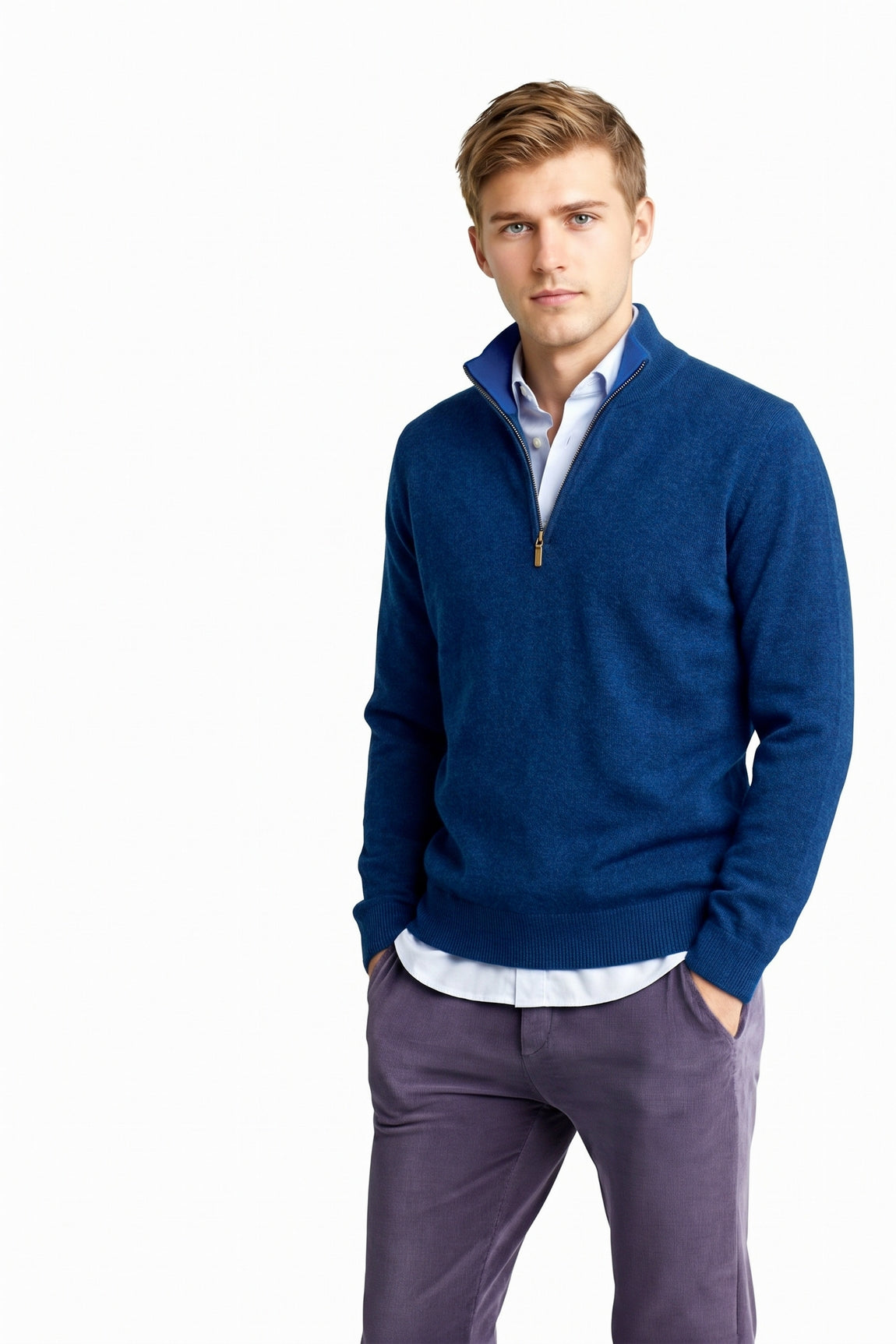 PULL CACHEMIRE COL CAMIONNEUR S607-M627 NAVY S607-M627 NAVY