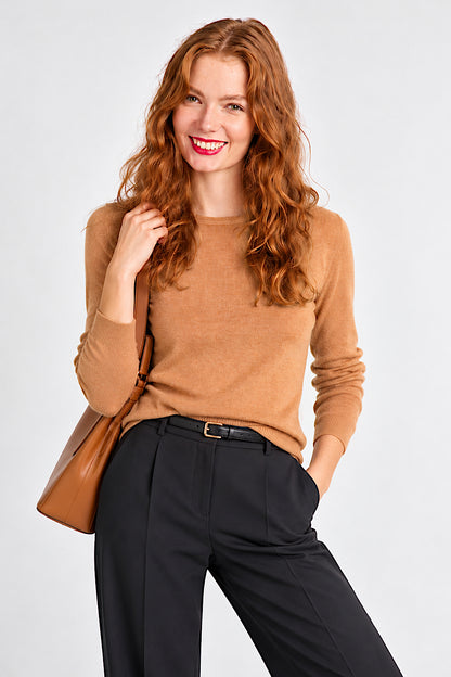 PULL CACHEMIRE COL ROND CAMEL 400009 CAMEL