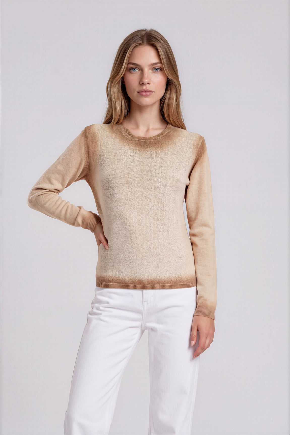 PULL CACHEMIRE COL ROND CAMEL 84459 CAMEL