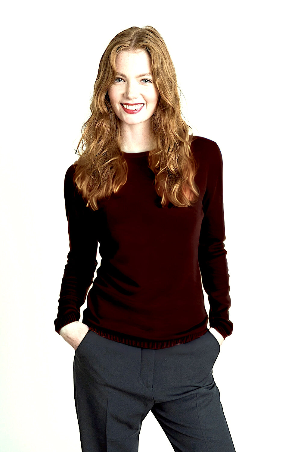 PULL CACHEMIRE COL ROND DK BROWN 20904 DK BROWN