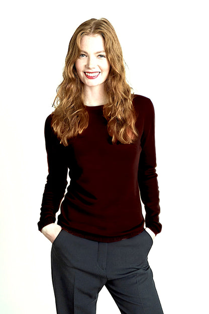 PULL CACHEMIRE COL ROND DK BROWN 20904 DK BROWN