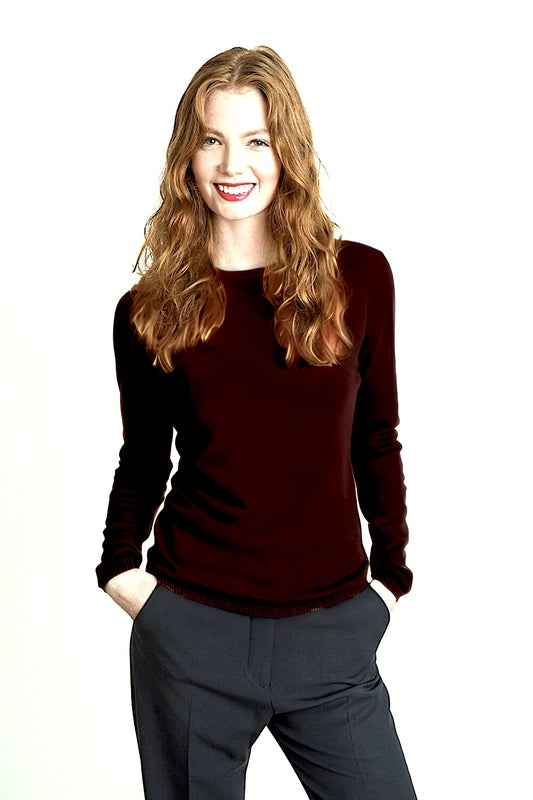 PULL CACHEMIRE COL ROND DK BROWN 20904 DK BROWN