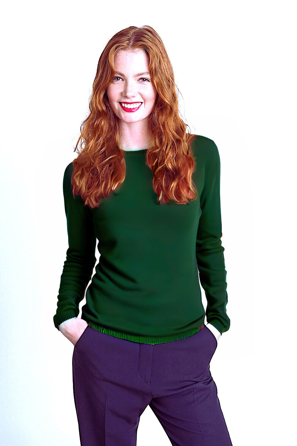 PULL CACHEMIRE COL ROND DK GREEN 20619 DK GREEN