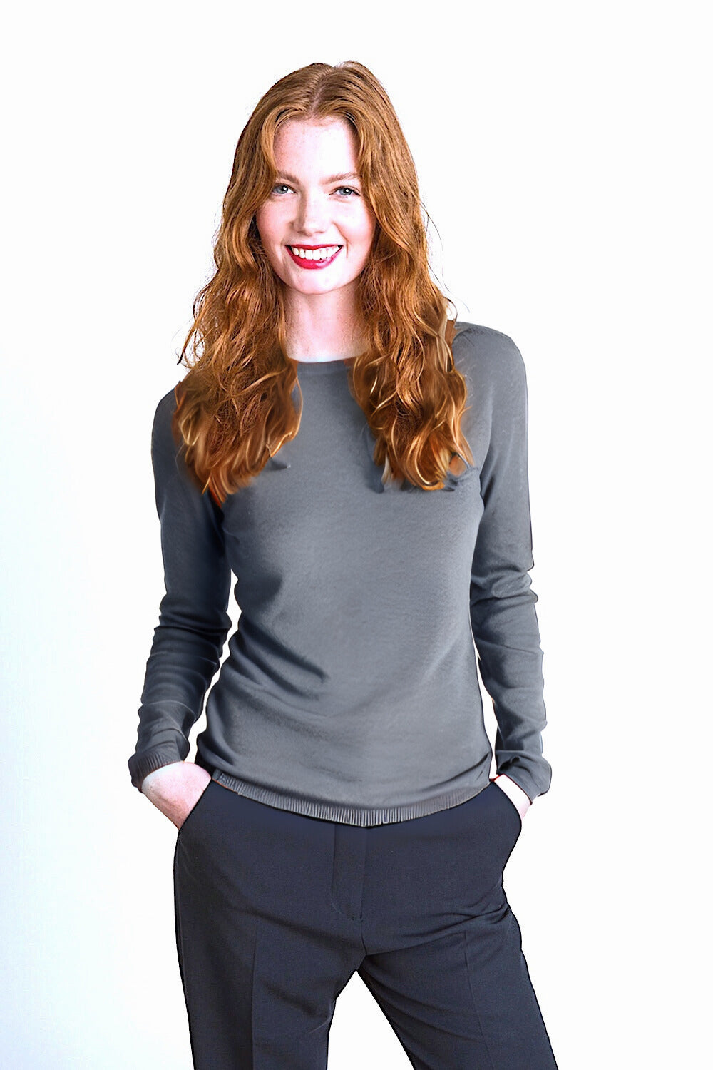 PULL CACHEMIRE COL ROND DK GREY 53858 DK GREY